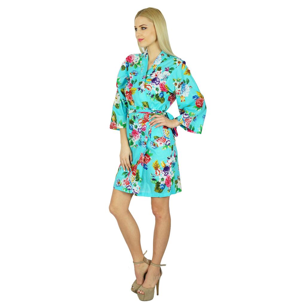 Bimba Women Bridesmaid Robe Floral Short Cotton Getting Ready Robes