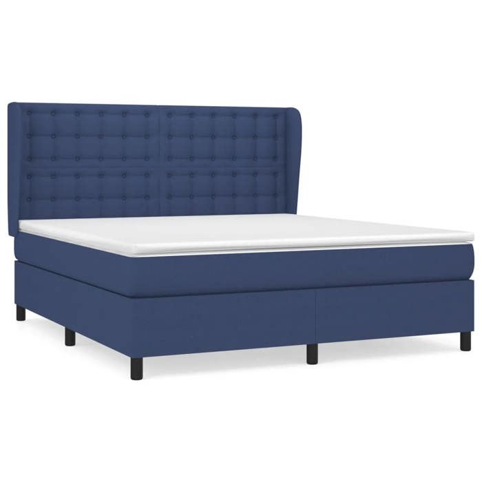 Maison Exclusive - Sommier à lattes de lit avec matelas Bleu 160x200 cm Tissu