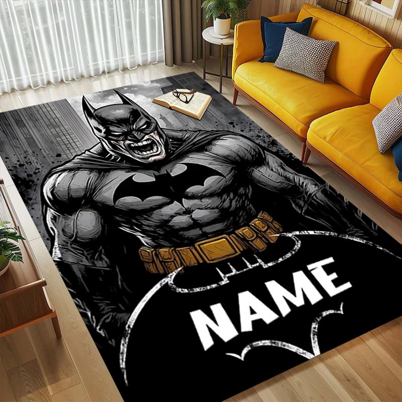 Custom Name Batman's Cityscape Living Room Non-Slip Area Rug Soft Carpet for Bedroom Kids Playroom Sofa Office Home Decor Doormat