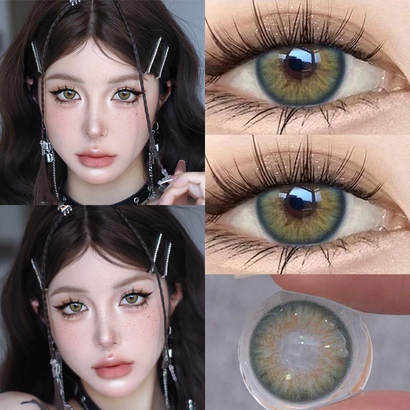 Mill Creek Color Contact Len Blue Green 14.2mm Beauty Grade Lens 2pcs Annual Use Of Soft Female Eye Makeup