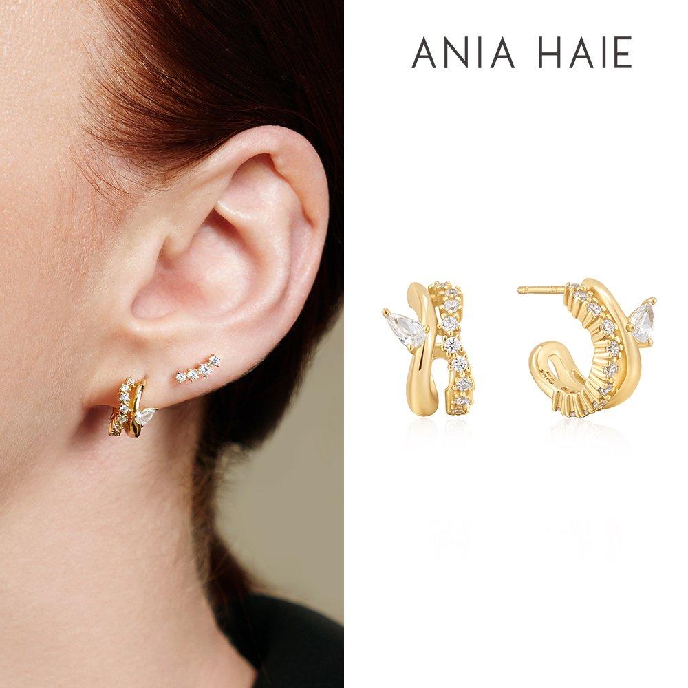 Sparkle Double Hoop 925 Silver Stud Earrings E056-04G