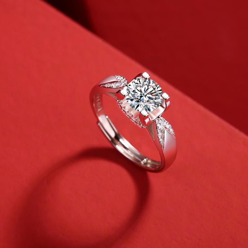 Bague Ringen Серебряный комплект S925 с камнем Моссан 1 карат, женское кольцо с ласточкиным хвостом и головой быка, трендовое, регулируемое