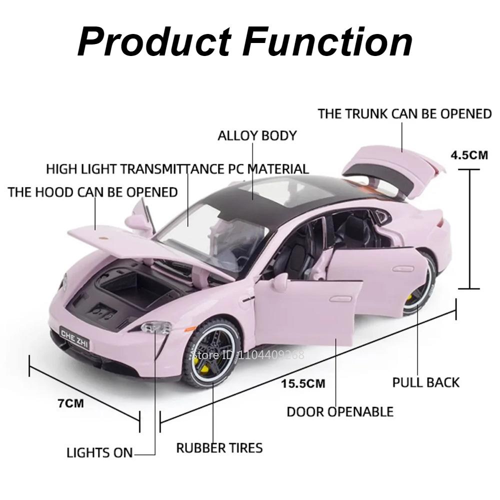 Scale 1:32 Taycan 911 GT3 Sports Car Model Toy Diecast Metal Sound Light Pull Back Miniature Vehicles Toys Collection Ornaments