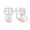Серебряные серьги с натуральным жемчугом, топазом белым (2123576)