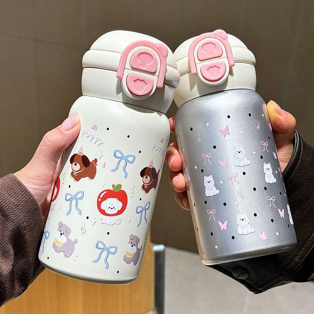 Высококачественная кружка-непроливайка из нержавеющей стали 316, мультяшная детская кружка для питья с двойными стенками, большая вместимость, портативная, с ручкой и соломинкой, кружка-термос