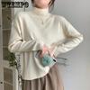 Solid-color Sweater Women's Fashion Korean-style Half Turtleneck Pullover Casual Loose Long-sleeved Knitted Sweater for Spring and Autumn