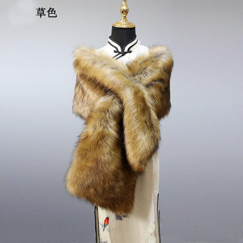 Womens Warm Faux Fur Shawl Wrap Winter Stage Performance Plus Size Wide Collar Cape Scarf
