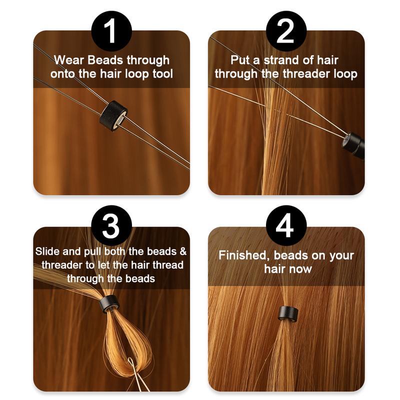 ARLANY Hair Extension Loop with 4Pcs Extra Iron Wires Removable Handle Threader for Sewing Weft Extensions Micro Rings Loop Tool