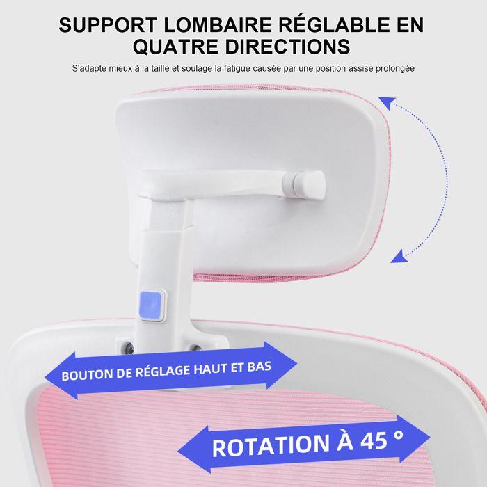 Sevencomfort-Chaise d'apprentissage ergonomique avec dossier adaptatif-réglable en hauteur-Chargé 200KG-Rose