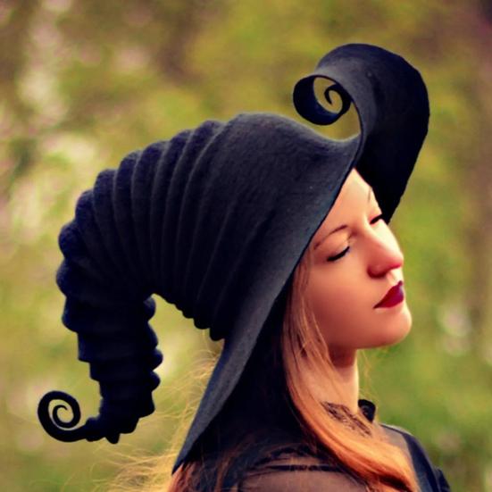 Witch Hat for Halloween Daily Wear Black Magic Wool Witch Hat Halloween Cosplay Party Costume Women Dress Up Accessory