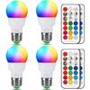 LED Bulb - RGB - E27 - 5W - 12 Colors - Remote Control (Pack of 4)