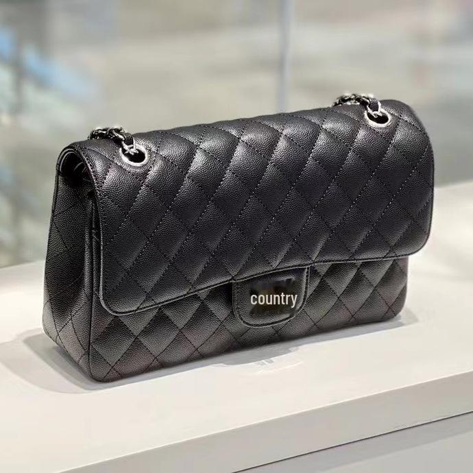 Diamond Flap Genuine Leather Women's Chain Shoulder Bag - Trendy High-Grade Small Square Crossbody for Autumn/Winter