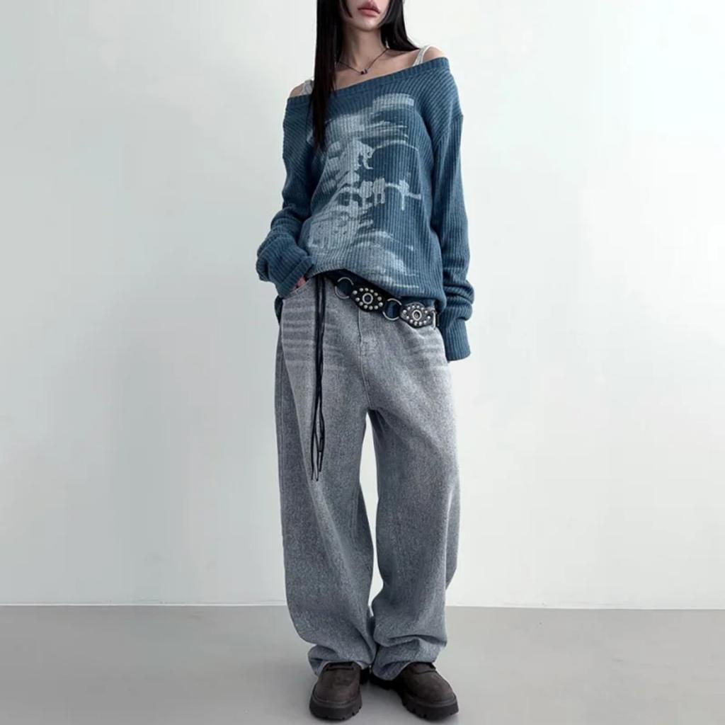 VAYLA Осень Харадзюку Женские футболки с принтом Винтажная уличная одежда Гранж Асимметричный воротник Топы Эстетика Y2k Свободные Повседневные Хип-хоп Винтажные топы