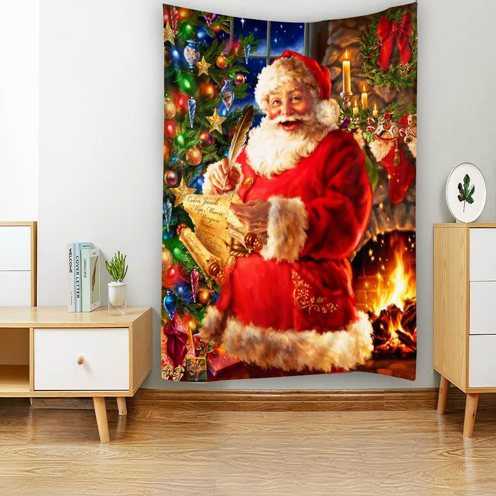 Рождественский декоративный гобелен Санта-Клаус, Рождественская елка, камин, художественный настенный декор для дома, праздничной стены, декоративная простыня для дивана