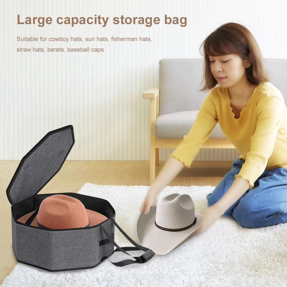 Stackable Foldable Hat Case With Carry Handles Portable Hat Bag For Bucket Hats