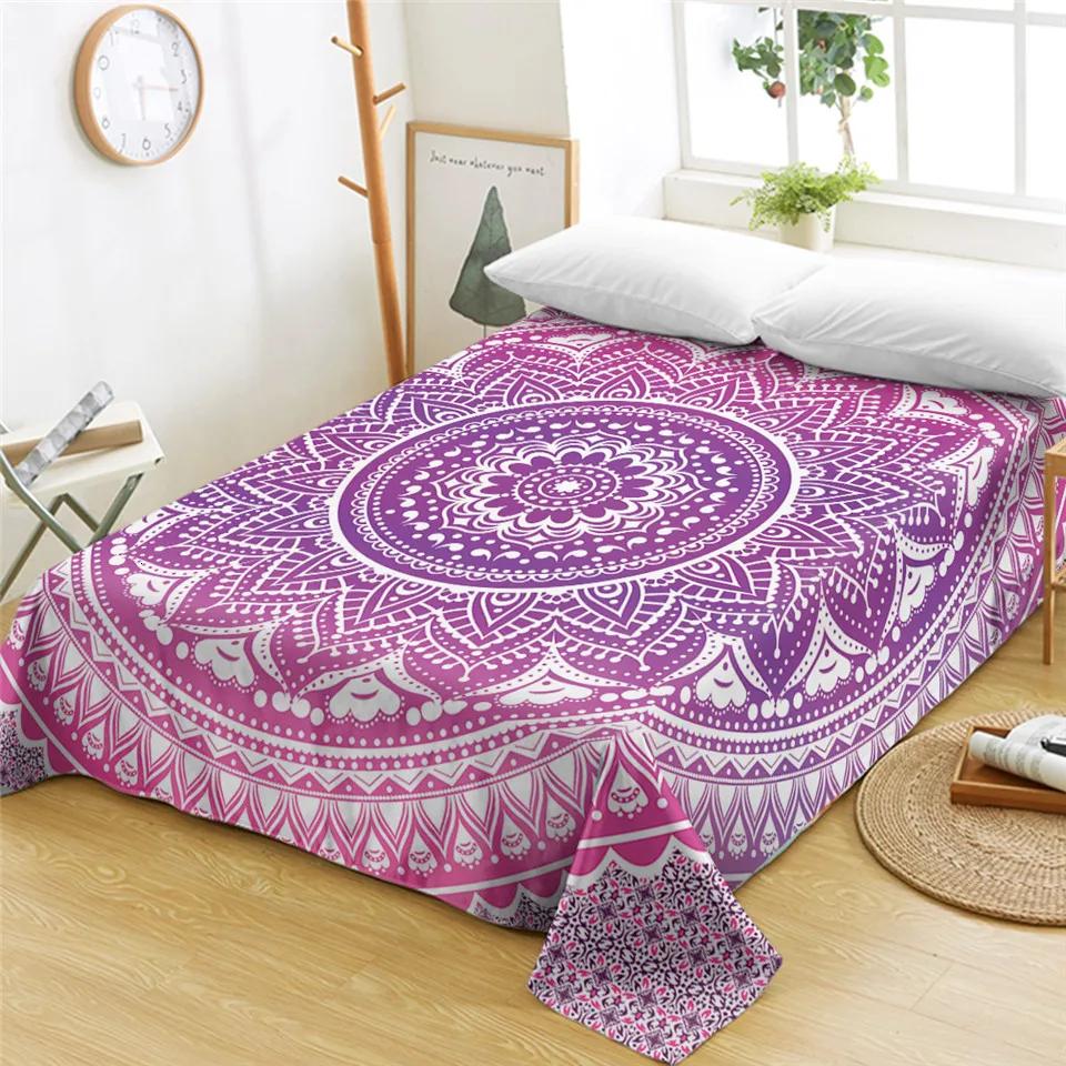 Богемный Мандала Простыня Boho Стиль Плоская Простыня Цветное Этническое Ретро Цветочный Постельное Белье Женское Кинг Квин Полиэстер Простыня