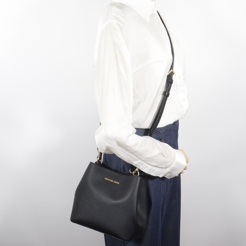 Michael Kors Bucket Crossbody Handbag 35S4G3FM5T1 black PVC Women Used