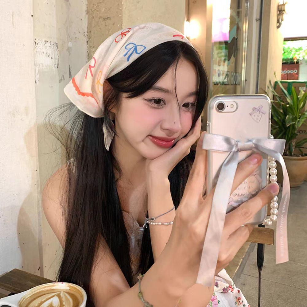 Elegant Sweet Bowknot Turban Korean Triangular Hair Band Elegant Fresh Small Scarf Girls