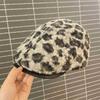 Keep Warm Leopard Print Berets Adjustable Women Newsboy Caps Fashion Lamb Wool Berets Hat  Girl