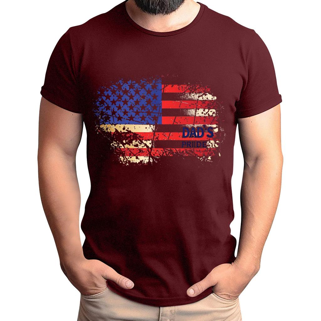 Мужская футболка с принтом флага ко Дню отца, мужской свободный повседневный топ с коротким рукавом