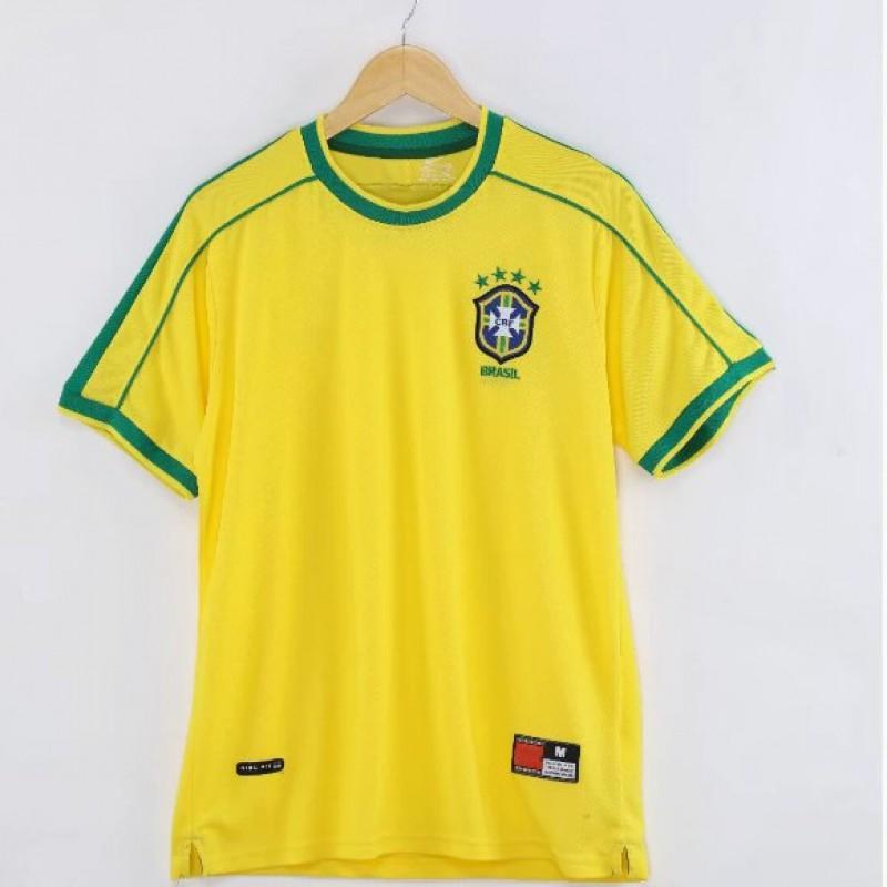 Brazil National Team Retro Soccer Jersey Men Women Short Sleeve Performance Sportswear Cycling Running Fitness