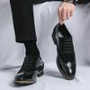Spring and Autumn New Business Dress Shoes Men's Retro Splicing Trend Brock Carved Pointed Casual Leather Shoes