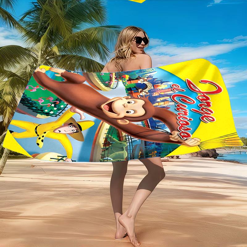 Curious George Flying Kite Beach Towel, Quick-drying, Easy to Care for, Suitable for Both Fitness and Beach Vacations,Sports Essential