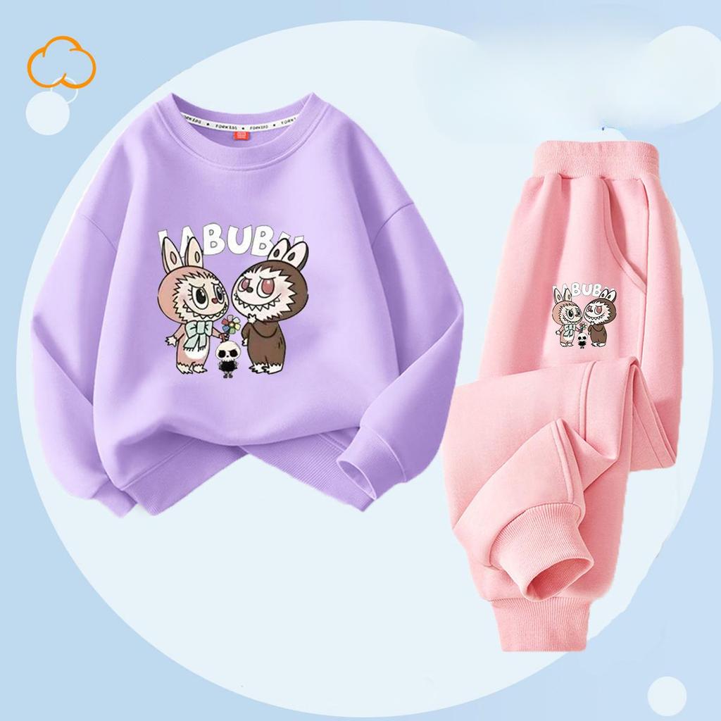 Весенне-осенний детский модный комплект с принтом букета: леггинсы и топ с круглым вырезом для девочек