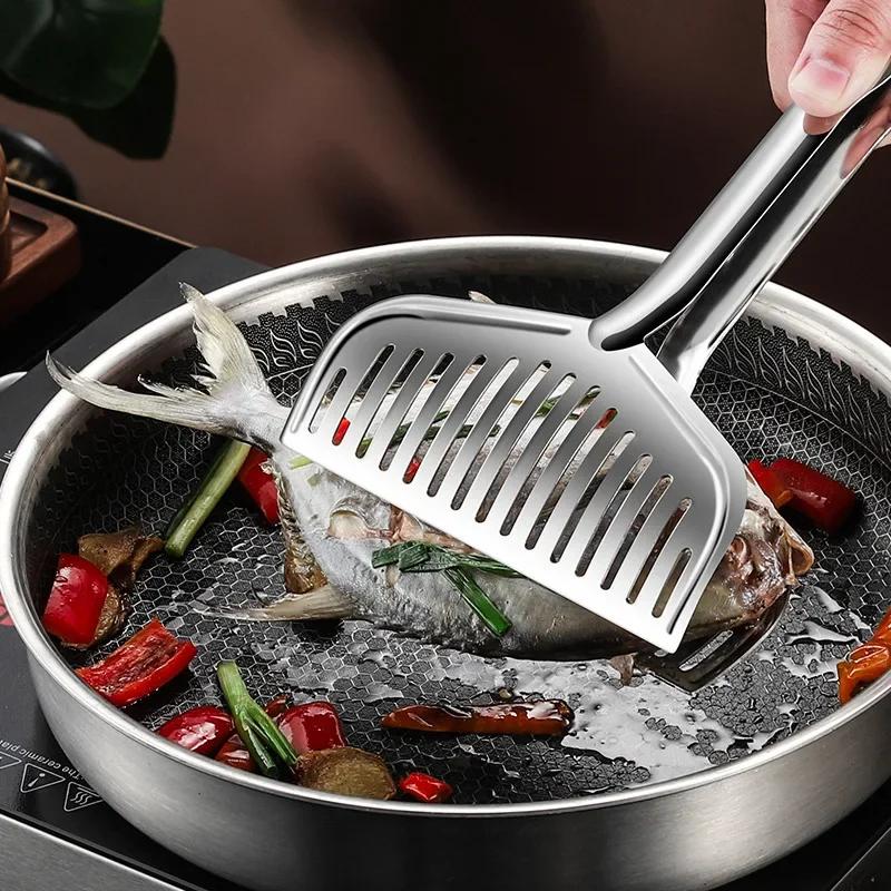 BEPAN Stainless steel household barbecue tongs food tongs fried fish grilled fish tongs steak frying tongs kitchen tools