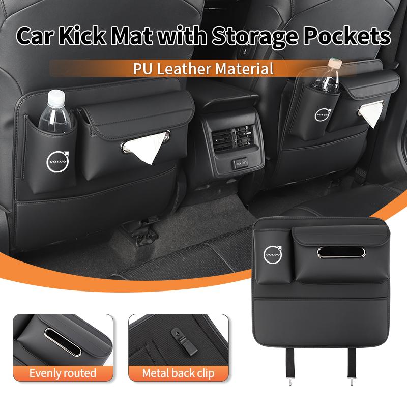 PU Leather Multifunctional Car Stickers Bag Half-Cover Anti-Kick Mat Pad For Volvo T6 S60 C70 XC40 V40 XC70 V70 S40 AWD V90 S90