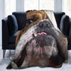 English Bulldog Cartoon Printed Plush Blanket Bedroom Sofa Shawl Blanket Flannel Blanket