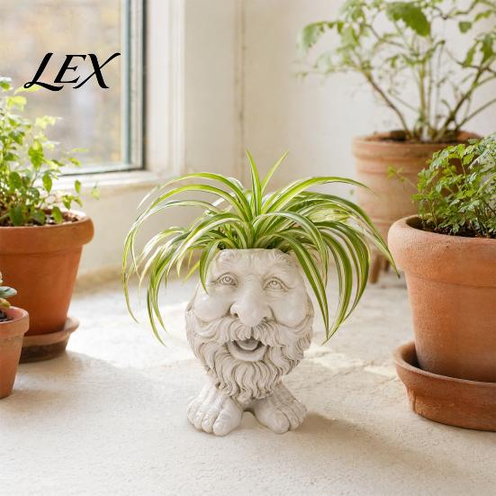 Decorative Face Planter Flower Pot, Head Funny Shape Weather-resistant Statue, Cute Resin for Indoor Outdoor Plants Garden Decorations Artistic