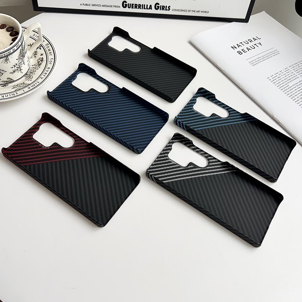 Ultra Thin Carbon Fiber Texture Case For Samsung Galaxy S22 S23 S24 S25 S26 Ultra Plus Black Blue Case Hard PC Phone Cover