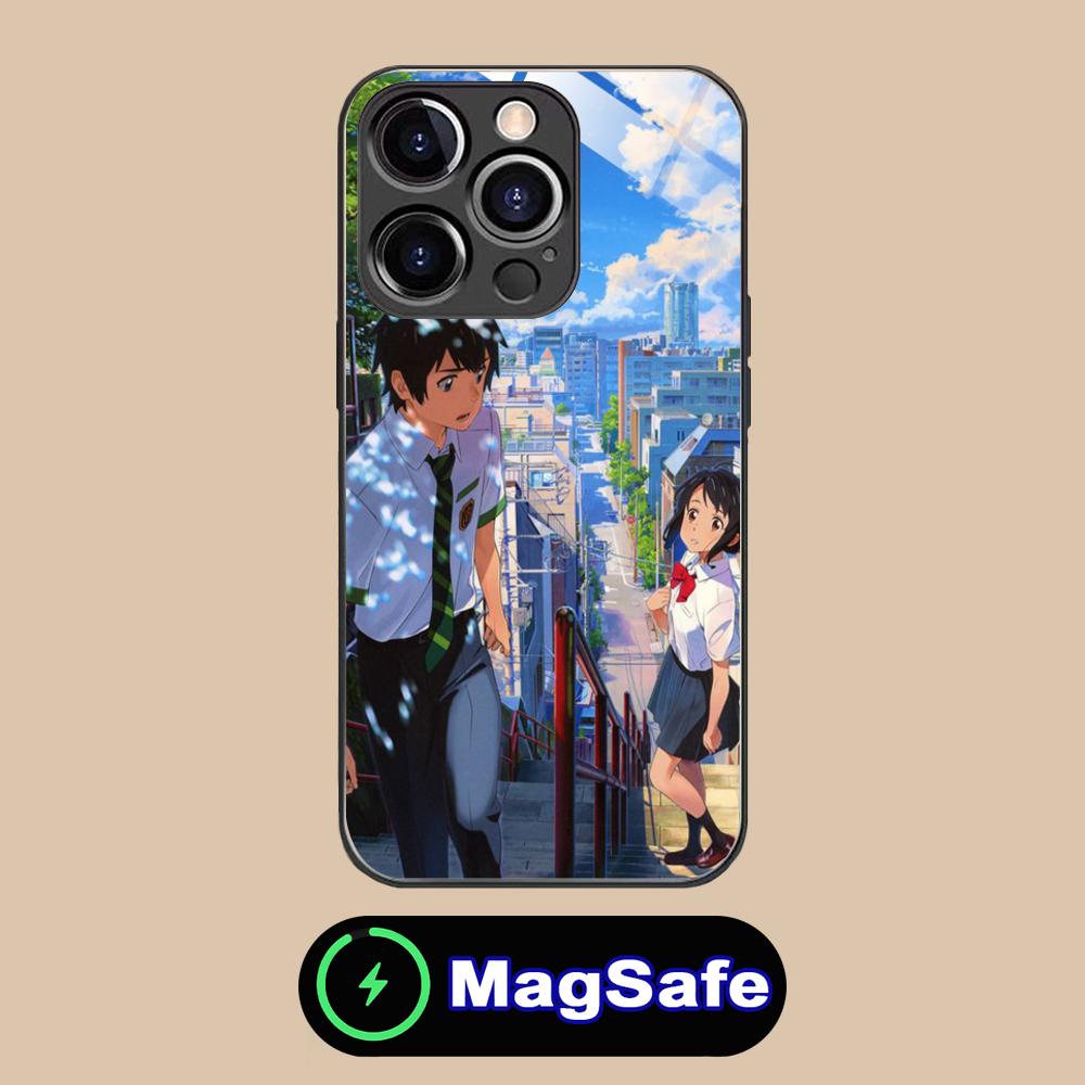 Аниме Твое имя Чехол для мобильного телефона для iPhone 16 15 14 13 12 11 Pro Max Plus Mini MagSafe Стекло Цветная печать Роскошные мобильные телефоны