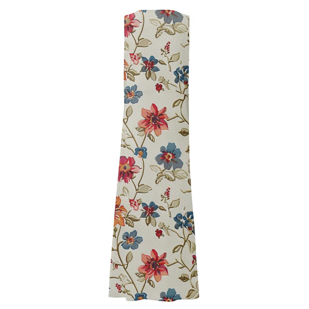 Женское повседневное удобное хлопковое карманное платье без рукавов с цветочным принтом