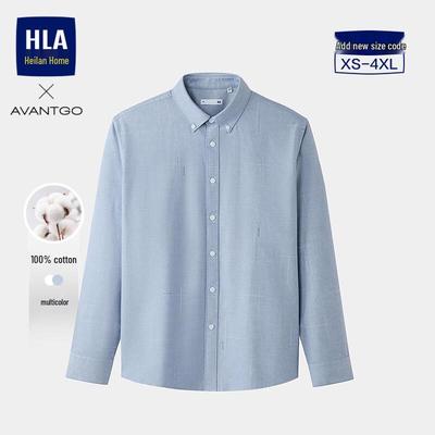 Классическая мужская рубашка HLA с длинным рукавом из чистого хлопка