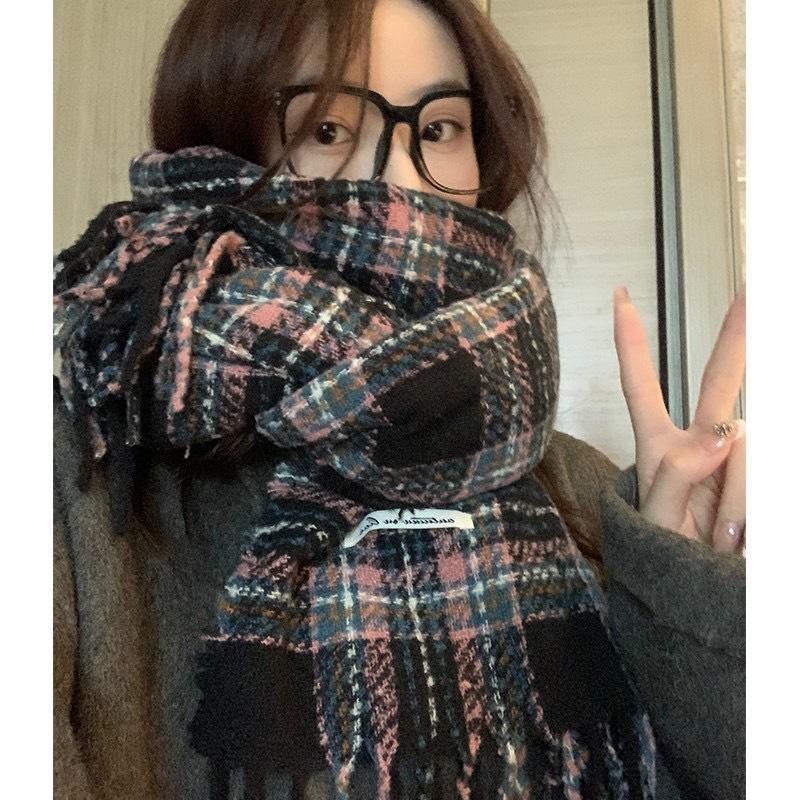 Plaid Collection~ Korean Plaid Fringed Ins Scarf Female Autumn And Winter Students Warm Atmosphere Scarf