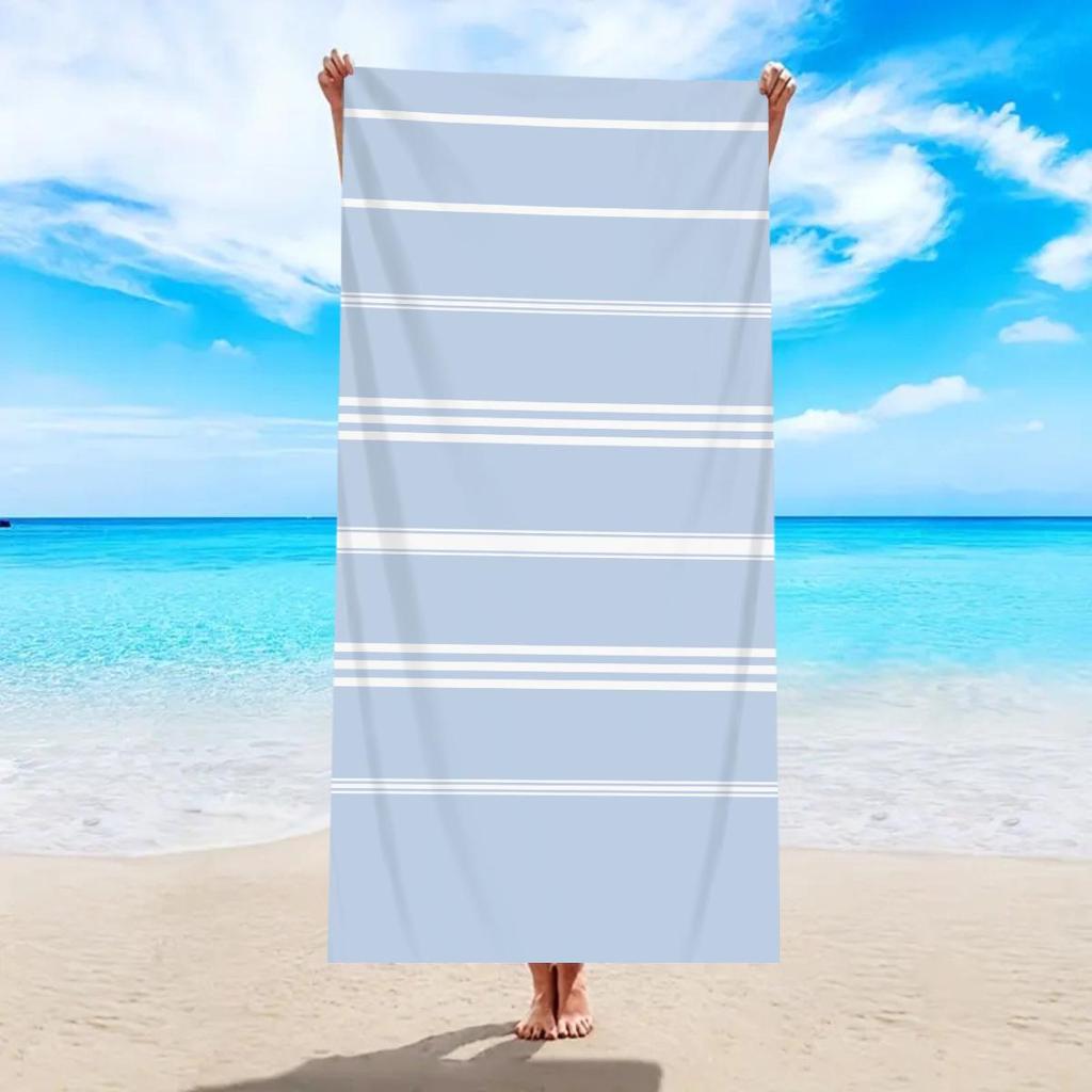 Ultra-Absorbent Striped Beach & Bath Towel - Thick, Soft, Microfiber