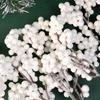 40/4PCS Artificial White Berries Stems Christmas Berry Branches Fake Fruit Flowers DIY Wedding Party New Year Home Decorations