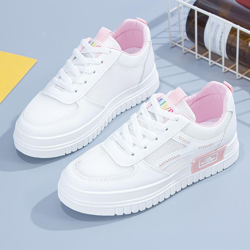 2024Женская обувь из искусственной кожи, женские кроссовки на платформе, женские кроссовки для бега, дышащая спортивная обувь, нескользящая женская обувь для бега