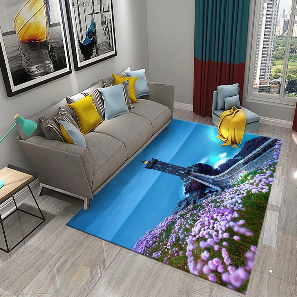 3D коврик с изображением морского маяка, приветственный коврик для кухни и ванной, нескользящий коврик для гостиной и спальни, современный декоративный коврик для дома.