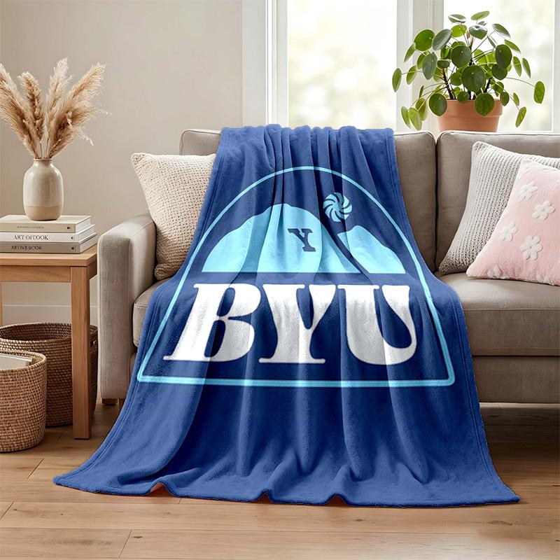 BYU Cougars blanket Flannel Blanket Soft Cozy Plush Throw for Sofa Bed Lightweight Home Decoration