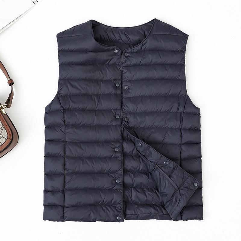 Женская 2025 Легкая Приталенная Куртка Пуховик с Коротким Круглым Вырезом - Теплая 90% Утиный Пух