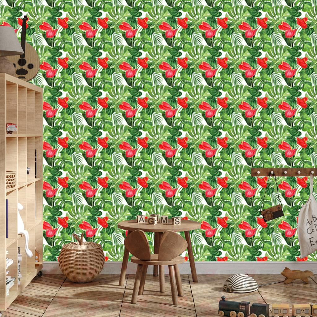Red Flowers Wallpaper for Living Room and Bedroom 50x1000