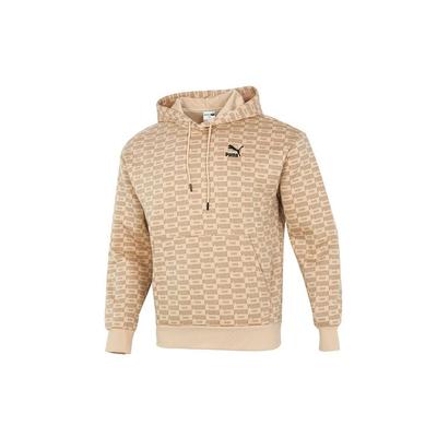 Puma Мужская толстовка с капюшоном Luxe Aop со сплошным логотипом цвета хаки 534409-20