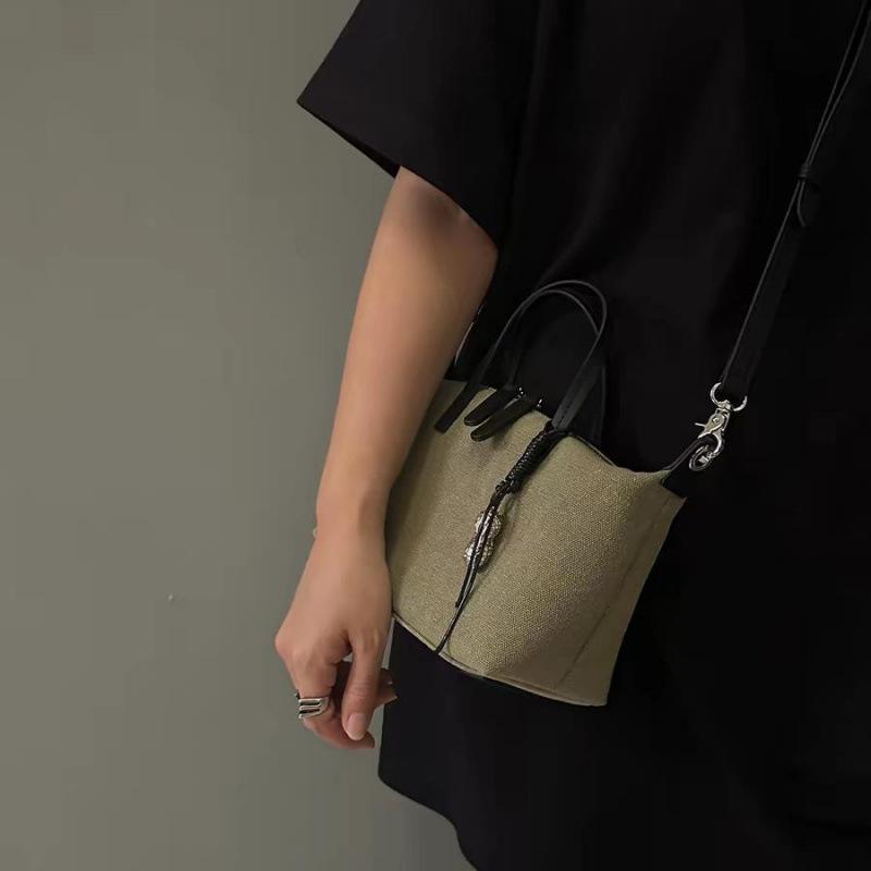 Korean casual canvas with first layer soft leather Maillard simple minimalist niche design women's daily shoulder messenger bag