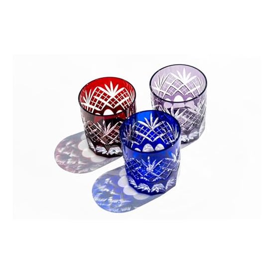 Glass Studio Saiho Edo Kiriko Shochu Glass, Rock Glass, Old-fashioned, Purple, Pair, Ken-Yarai-Kasan