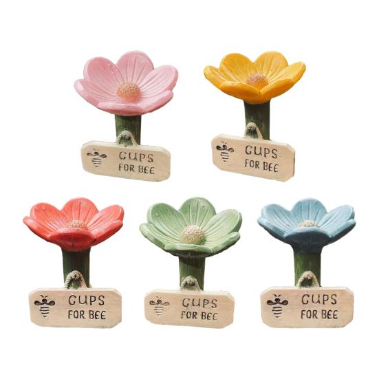 Безопасная мелкая миска для питья, безопасная для пчел, в форме цветка, керамическая поилка для пчел, легкая чистка, декор для сада на открытом воздухе