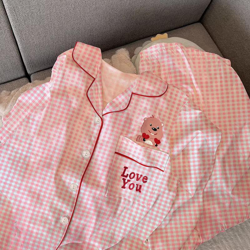 Весна Осень Милый Сетчатый Девочки Пижамный Комплект Длинный Рукав Для Отдыха Пижамы Женщин Свободная Ночная Рубашка Домашняя Одежда Костюм