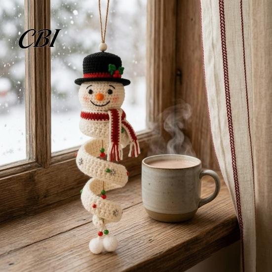 Creative Holiday Hobbies for Women Christmas Spiral Crochet Kit, DIY Snowman Santa Craft Decorative Snowflake Ornament Project Handmade Hanging